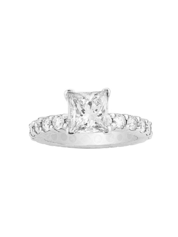 Princess Cut Diamond Engagement Ring in 14K White Gold
