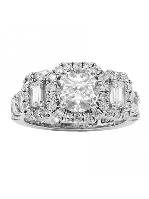 Three Stone Halo Diamond Ring