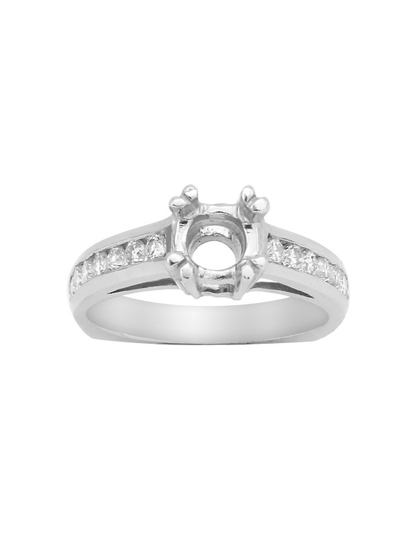 Channel Set Diamond Mounting in 14K White Gold