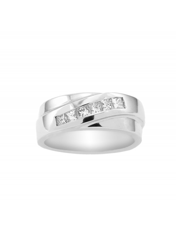 Channel Set Diamond Ring in 14K White Gold