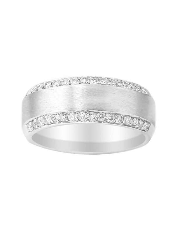 Brushed Pave Set Diamond Ring