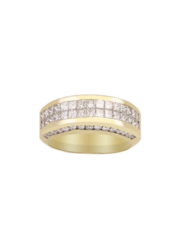 High Polished Channel and Invisible Set Diamond Ring