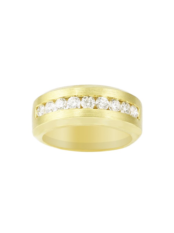 Brushed Channel Set Diamond Ring in 14K Yellow Gold