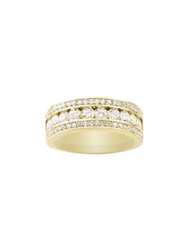 Channel & Pave Set Diamond Ring in 14K Yellow Gold