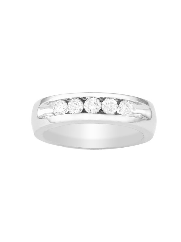 Channel Set Diamond Ring in 14K White Gold