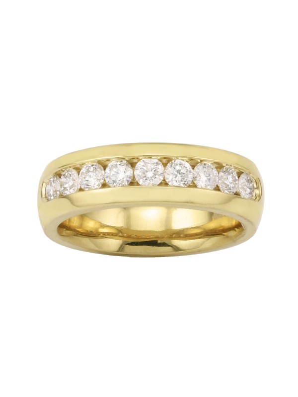High Polished Channel Set Diamond Ring in 14K Yellow Gold