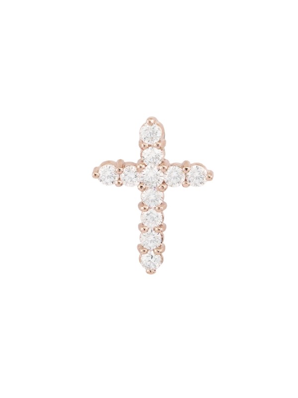Prong Set Diamond Cross Pendant 14K Rose Gold