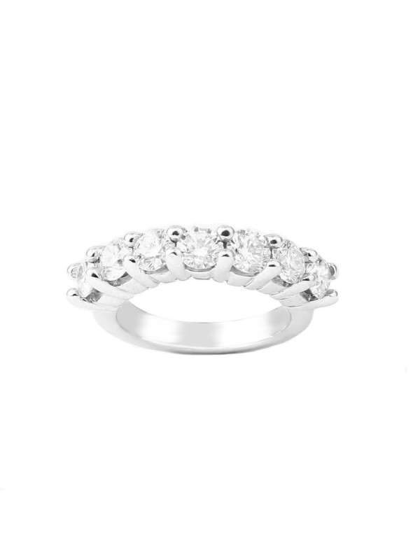 7 Stone Shared Prong Band in 14K White Gold