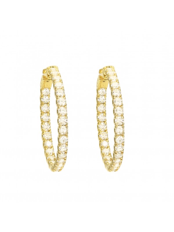 Diamond Hoop Earrings 14K Yellow Gold
