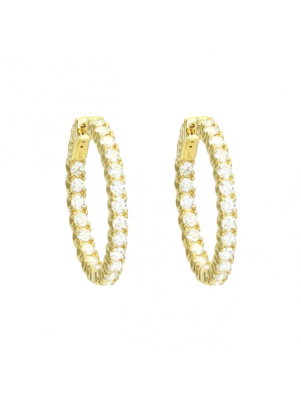 Diamond Hoop Earrings 14K Yellow Gold