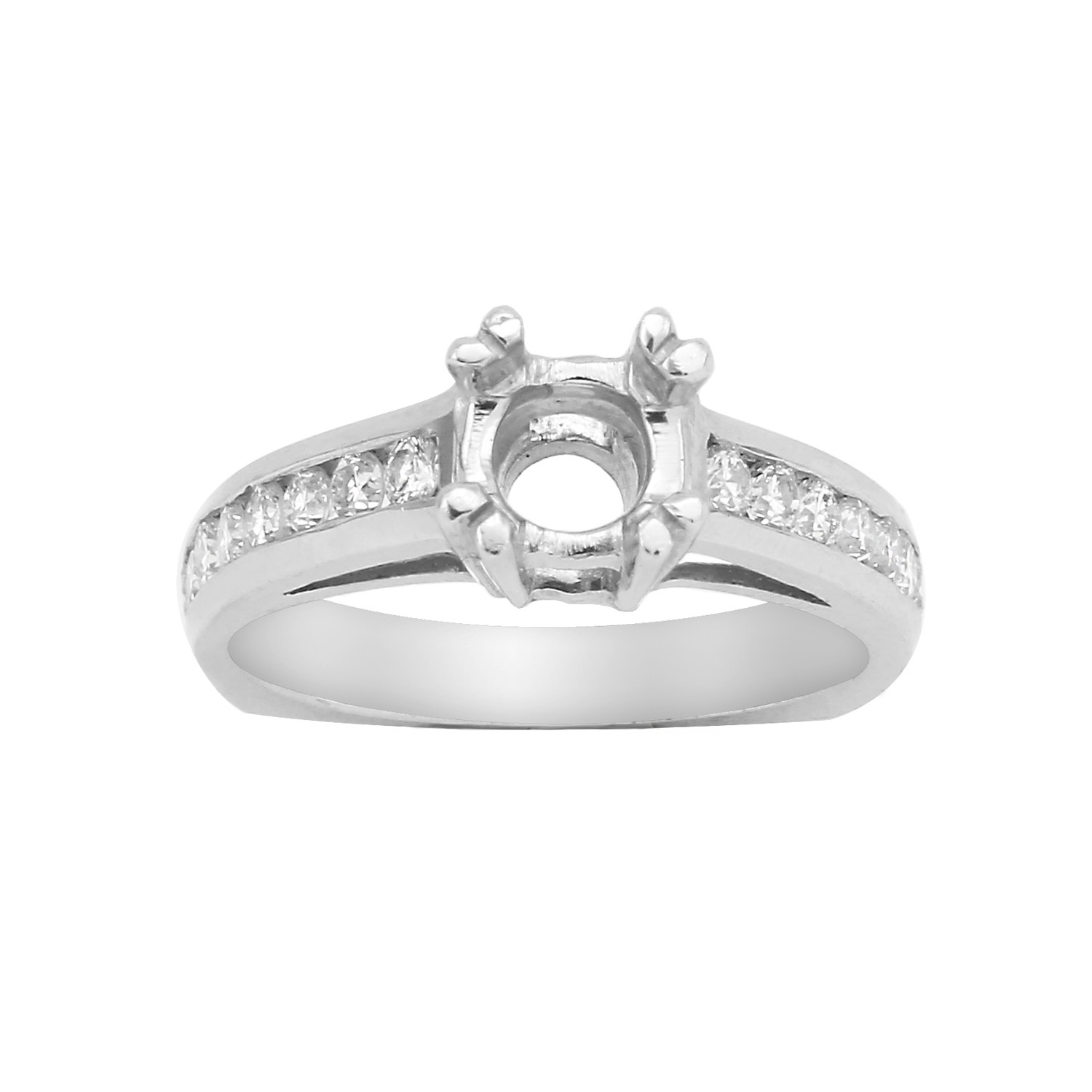 Channel Set Diamond Mounting in 14K White Gold