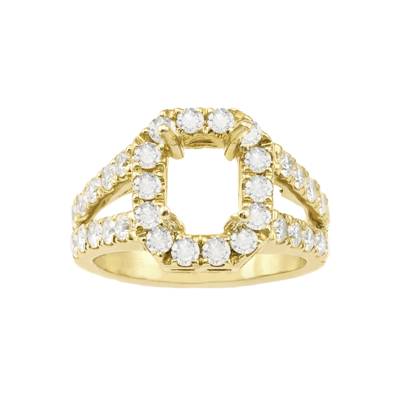Halo & Splint Shank Mounting in 14K Yellow Gold