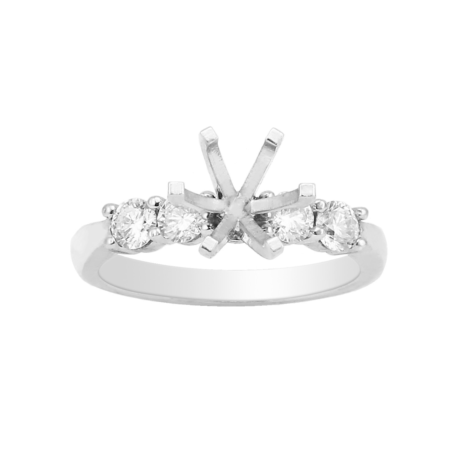 Shared Prong Wedding Set Mounting in 14K White Gold