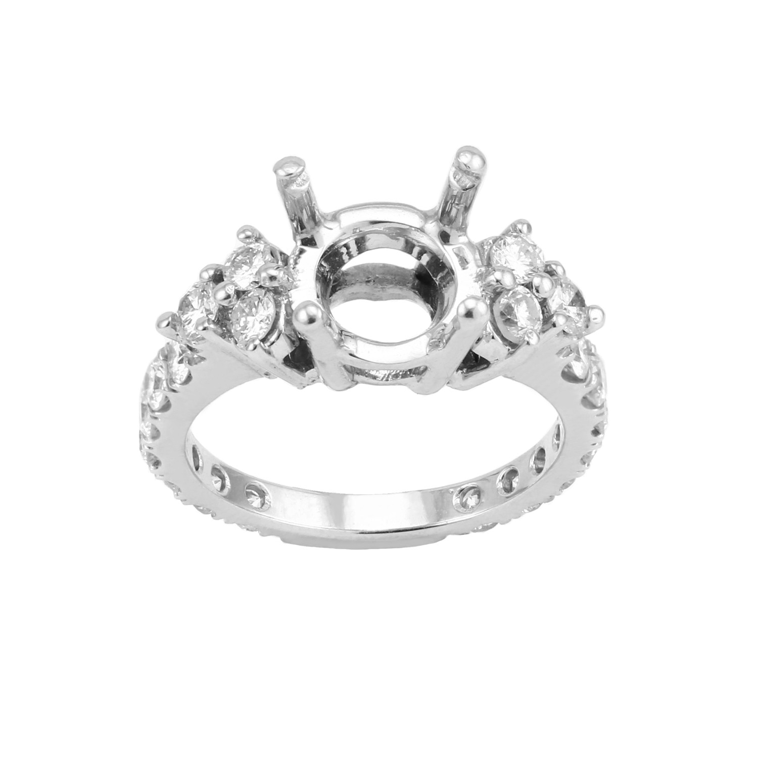 U-Prong Set Engagement Mounting in 14K White Gold