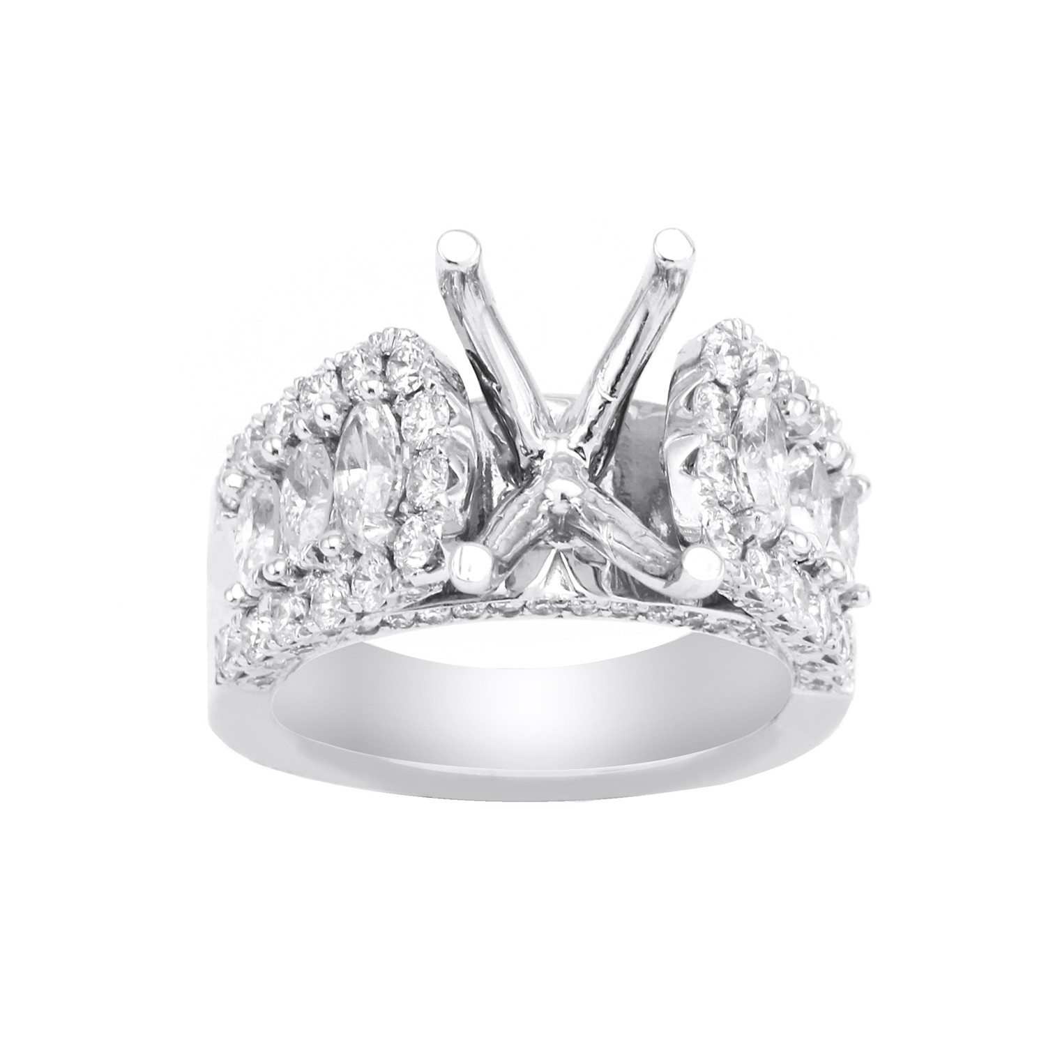 Prong Set Engagement Mounting in 14K White Gold