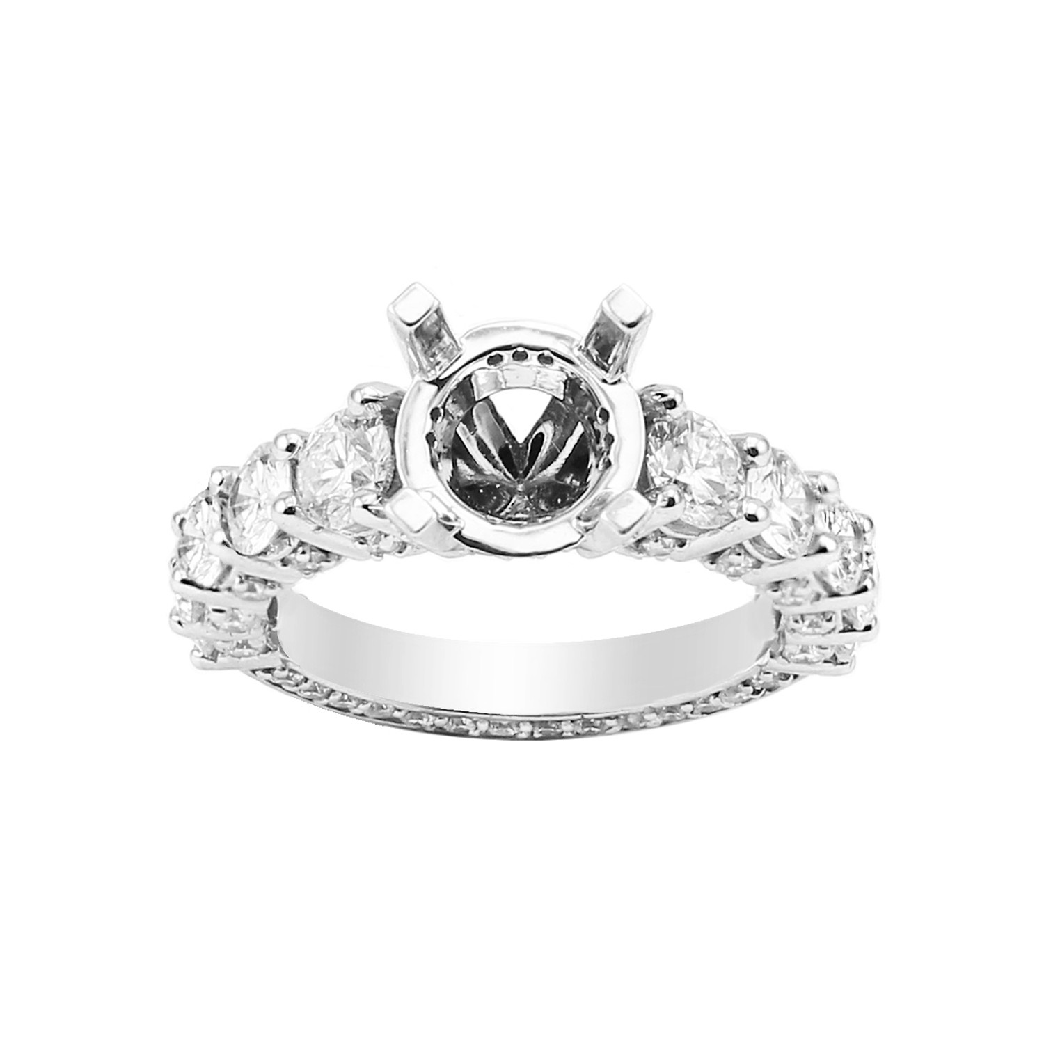 Prong & Pave Set Mounting in 14K White Gold