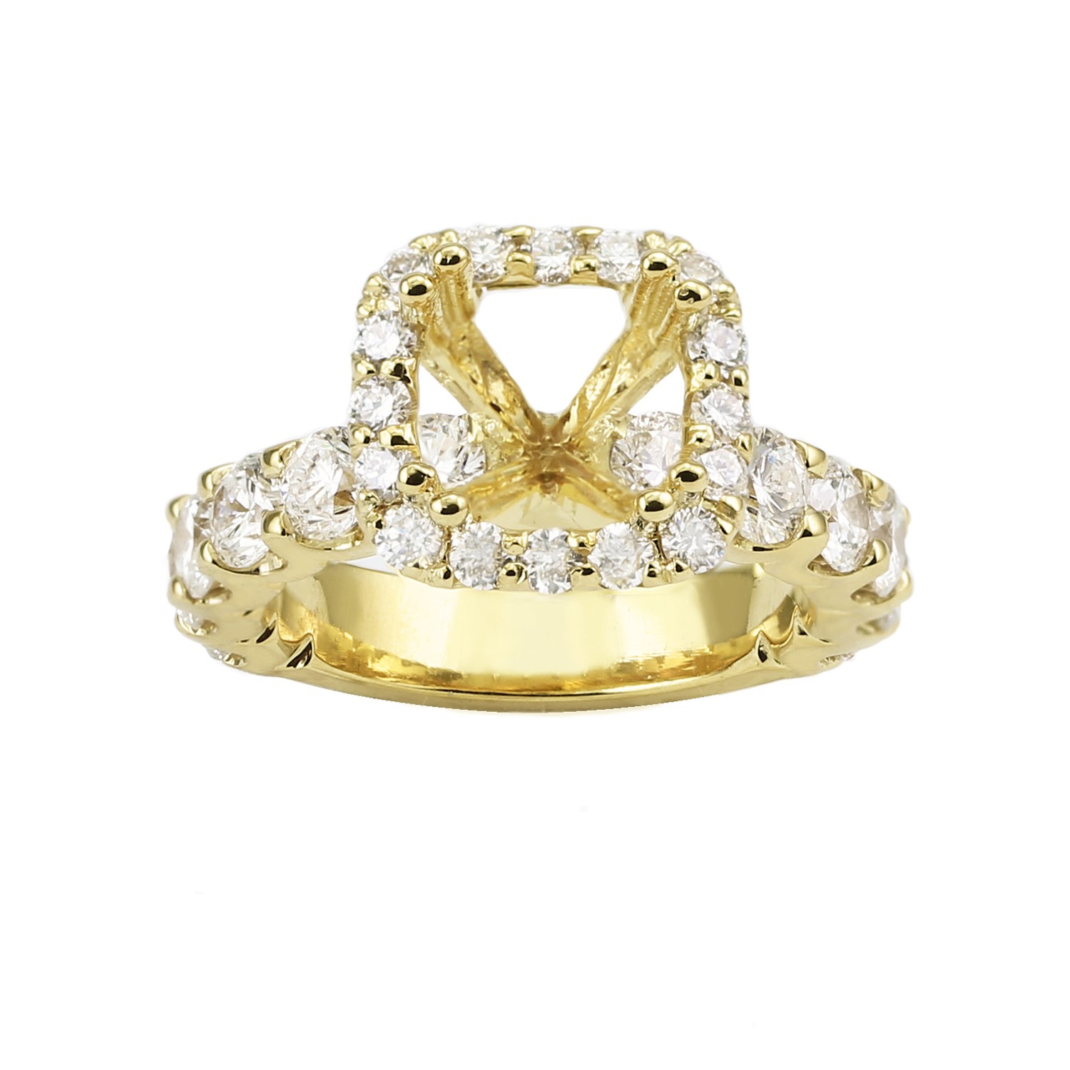 Square Halo ¾ Eternity Band Mounting in 14K Yellow Gold