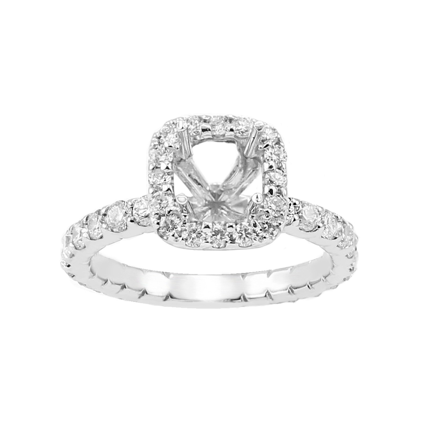Square Halo Mounting in 14K White Gold