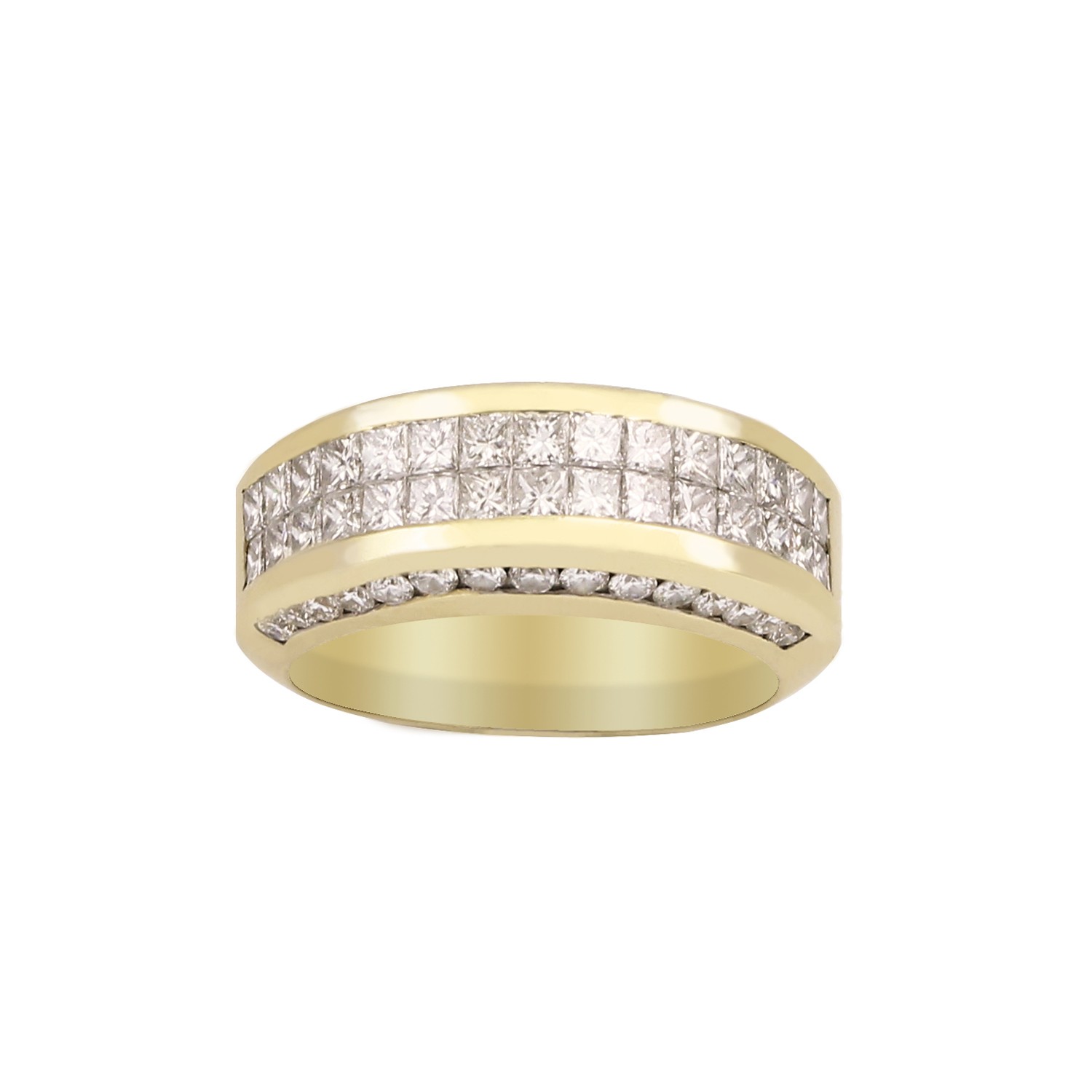 High Polished Channel and Invisible Set Diamond Ring
