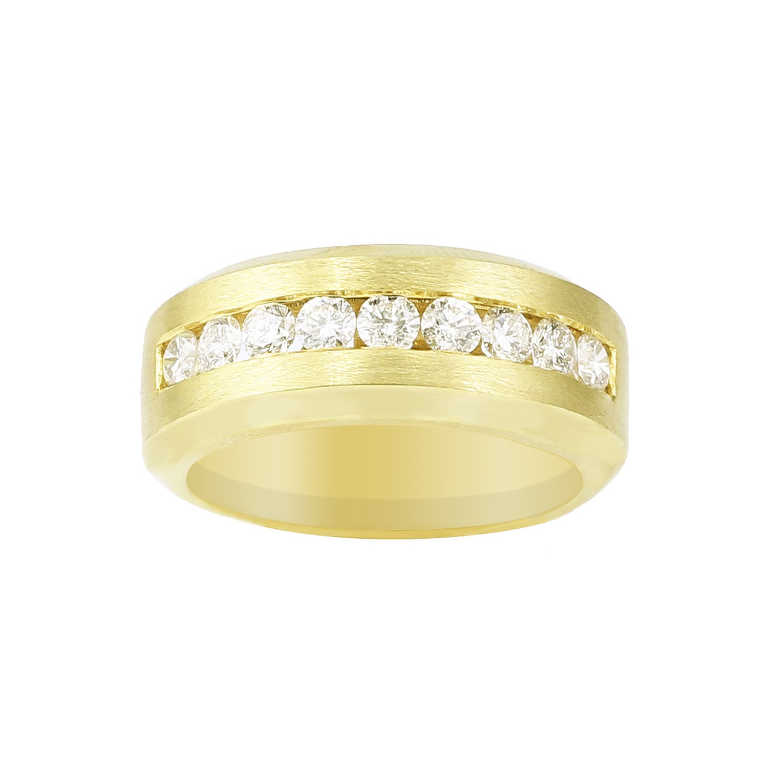Brushed Channel Set Diamond Ring in 14K Yellow Gold
