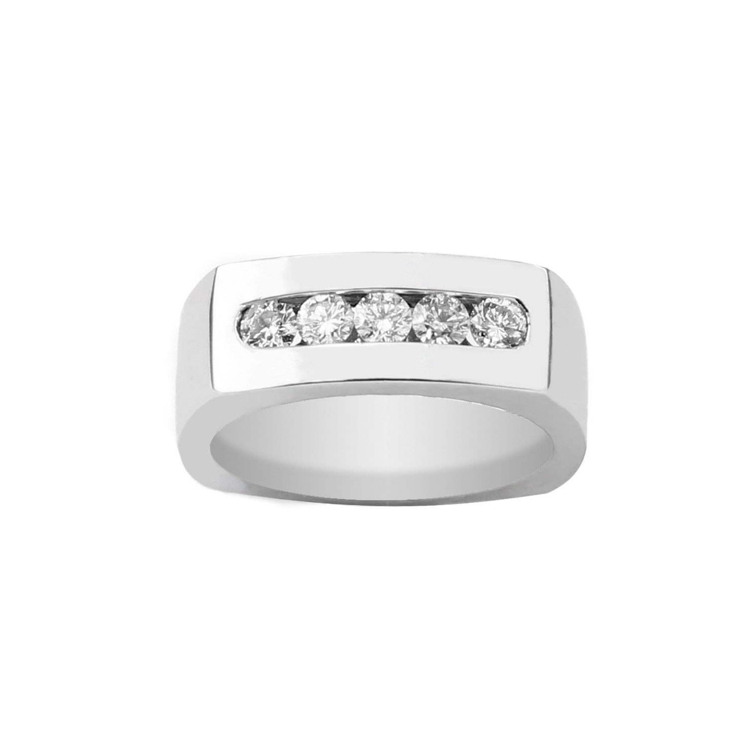 Square Shank Channel Set Diamond Ring in 10K White Gold