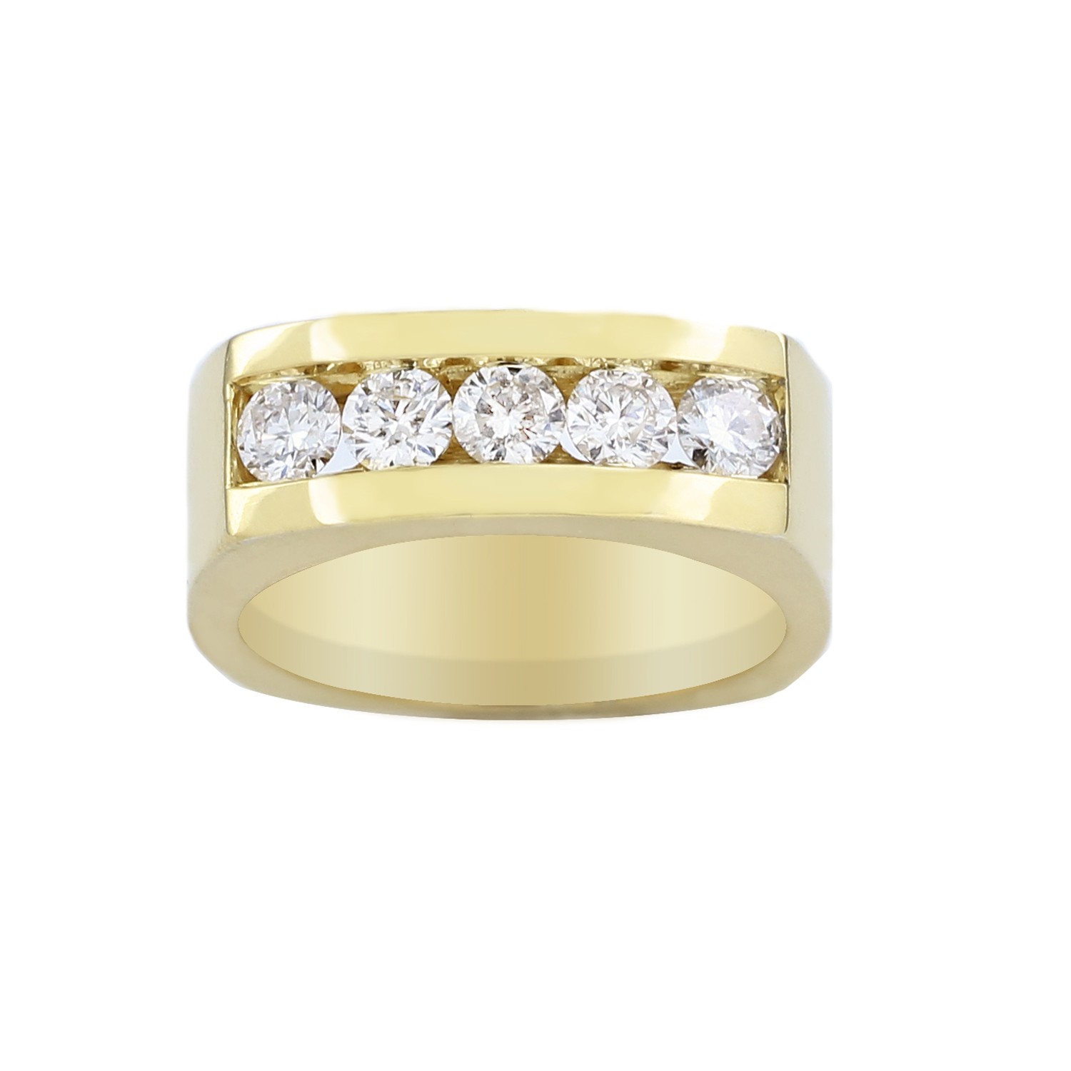 Square Shank Channel Set Diamond Ring in 10K Yellow Gold