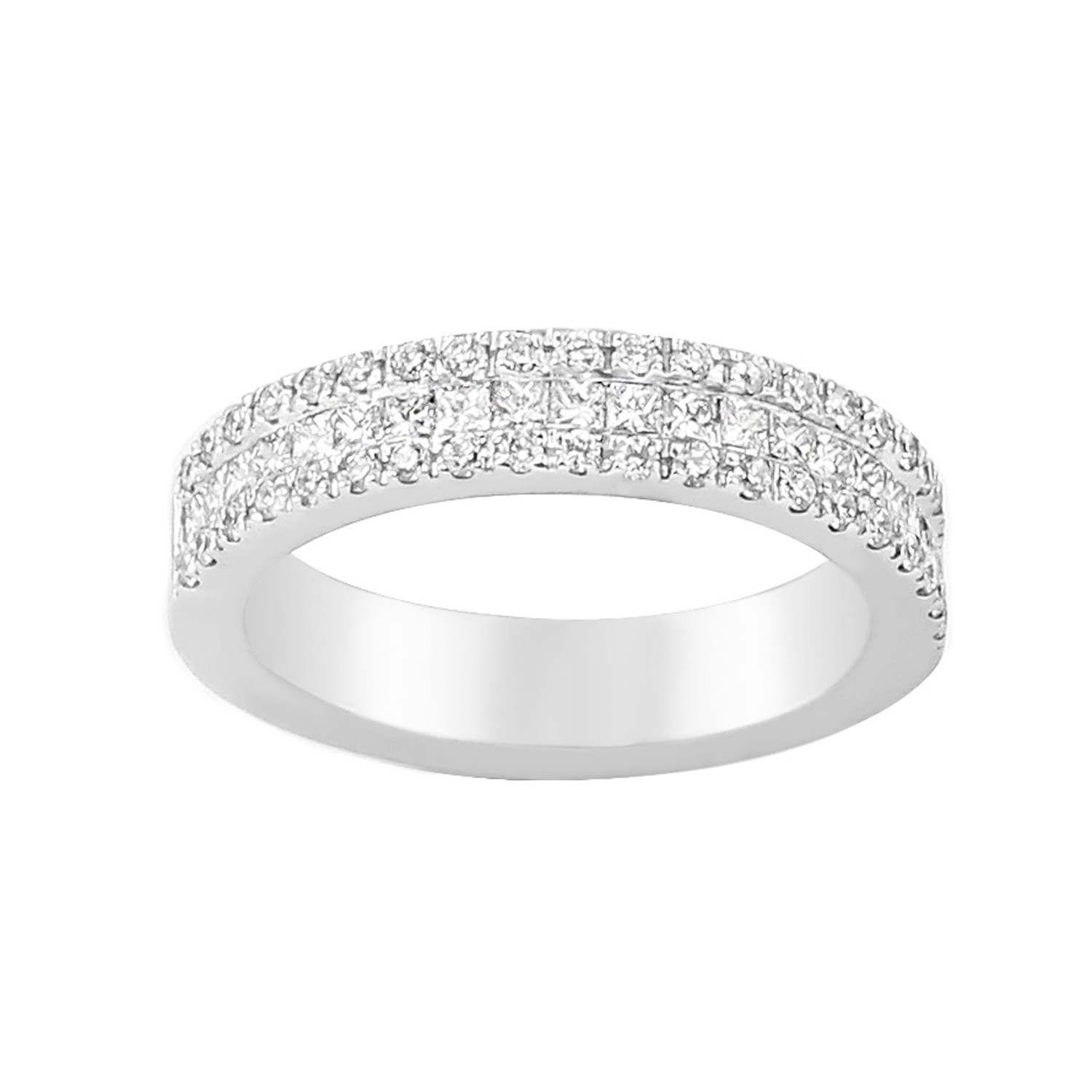 3 Row Diamond Band in 14K Yellow Gold