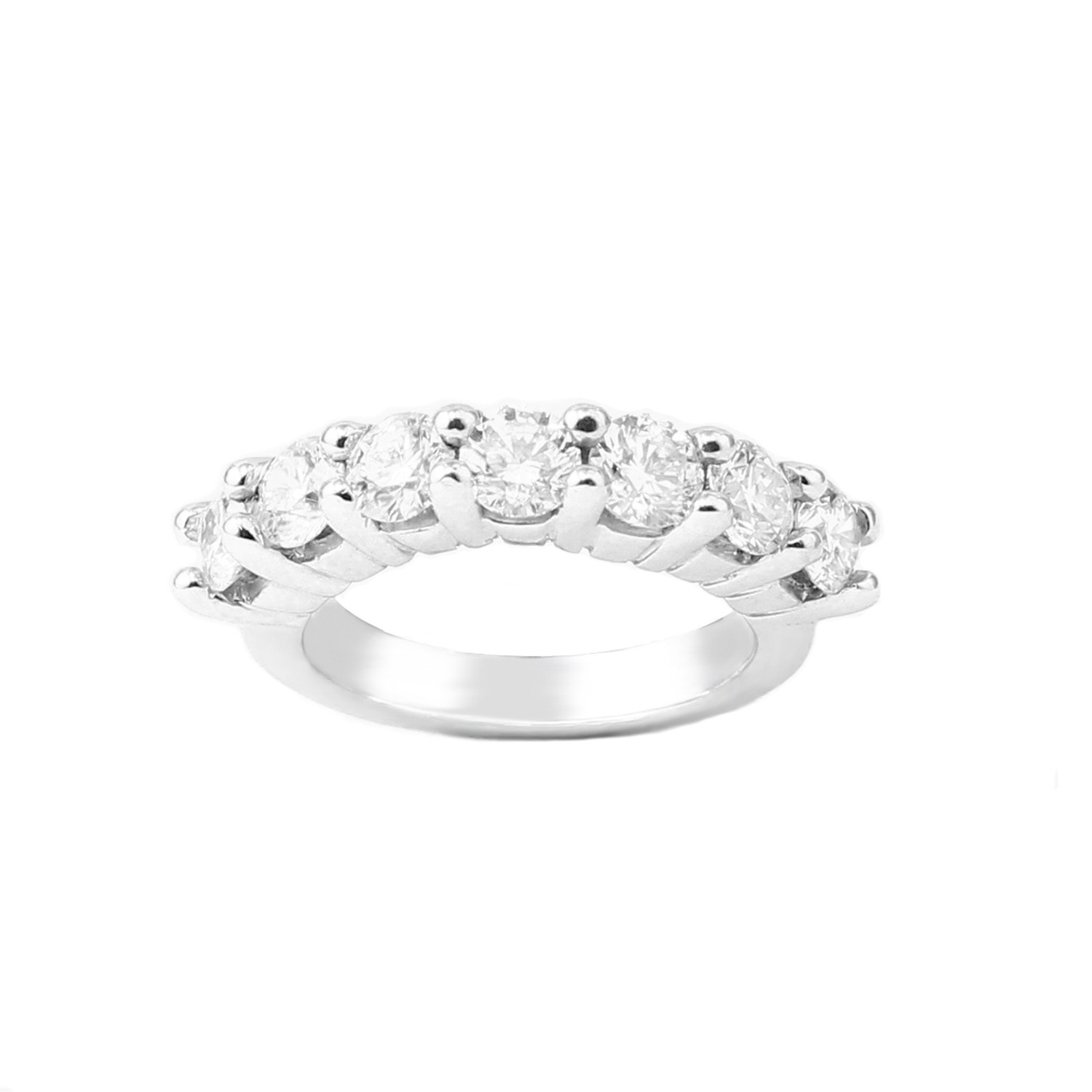 7 Stone Shared Prong Band in 14K White Gold