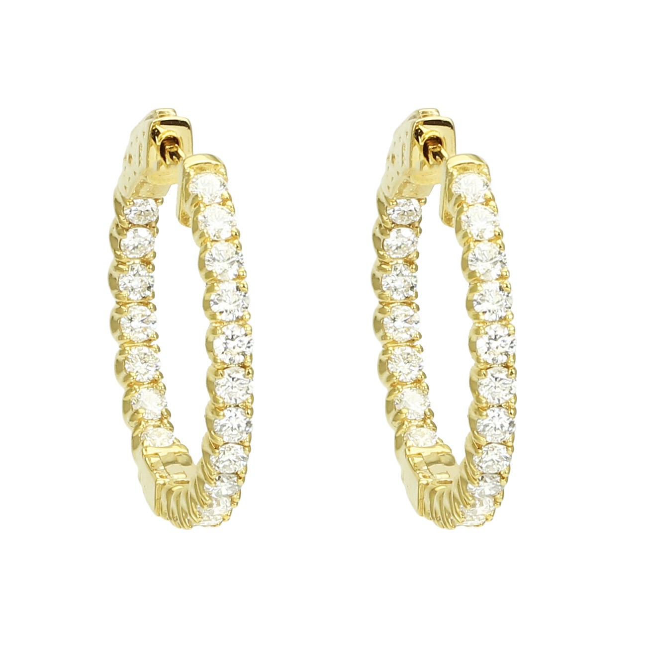 Diamond Hoop Earrings 14K Yellow Gold
