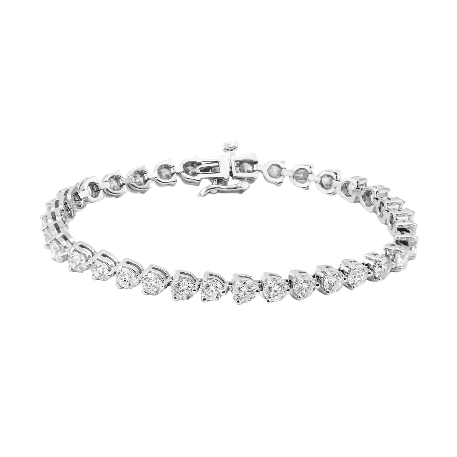 3 Prong Set Diamond Tennis Bracelet 14K White Gold