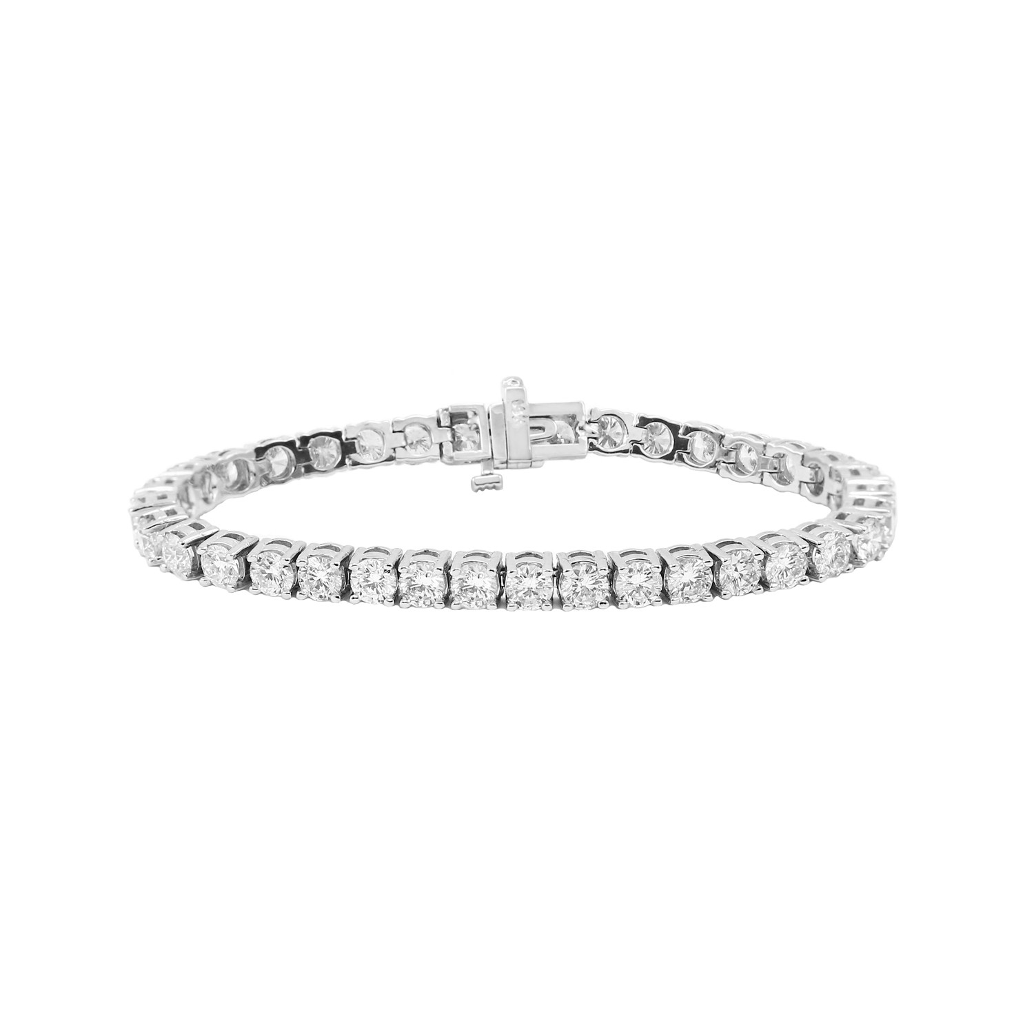 Square 4 Prong Set Diamond Tennis Bracelet 14K White Gold
