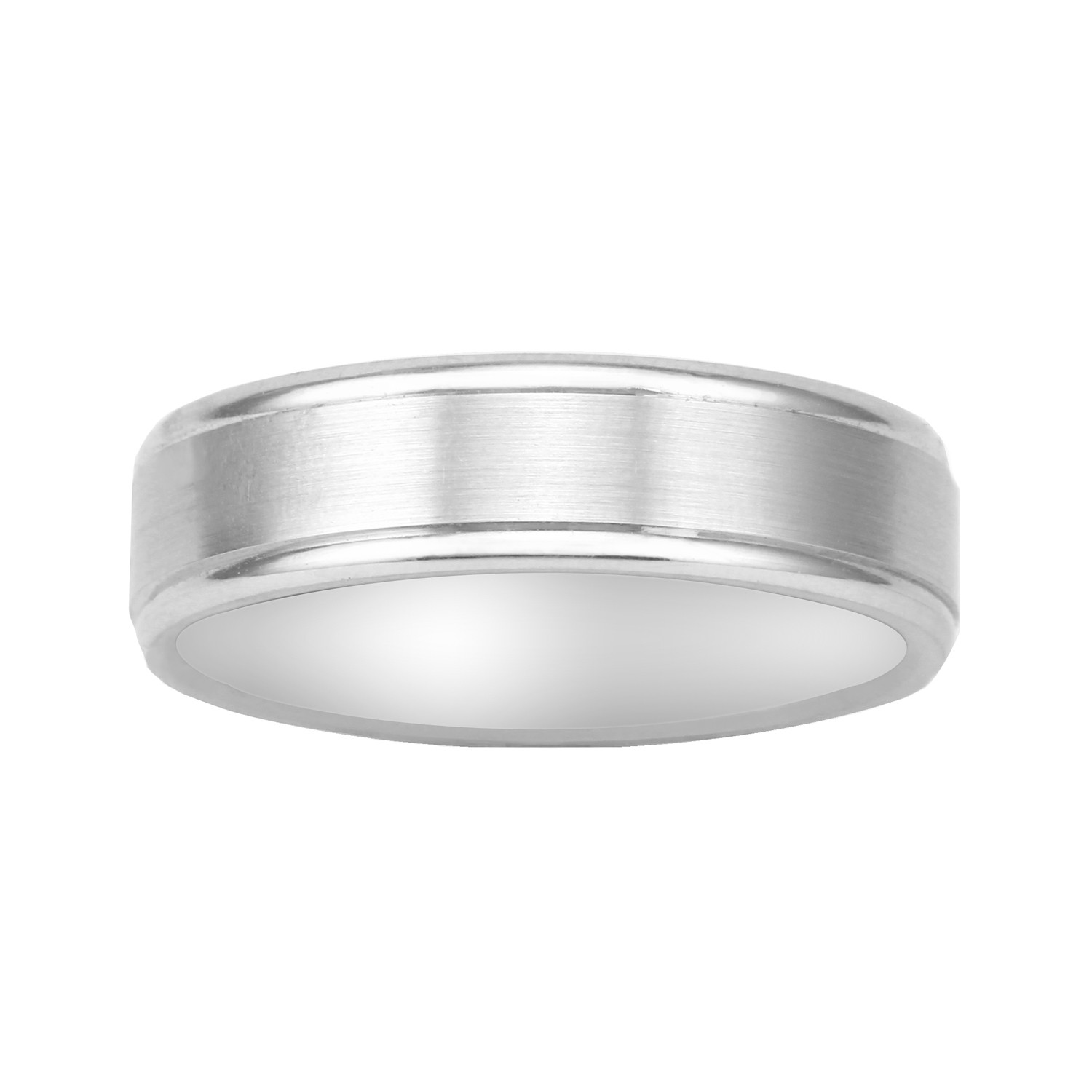 Shiny Edge Brushed Finished Band 14K White Gold