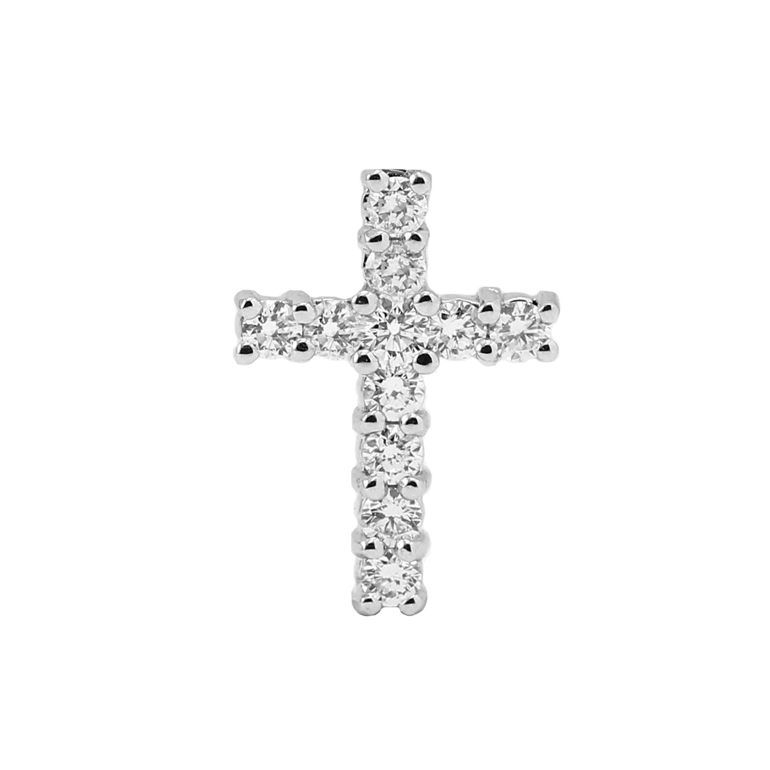 Prong Set Diamond Cross Pendant 14K White Gold