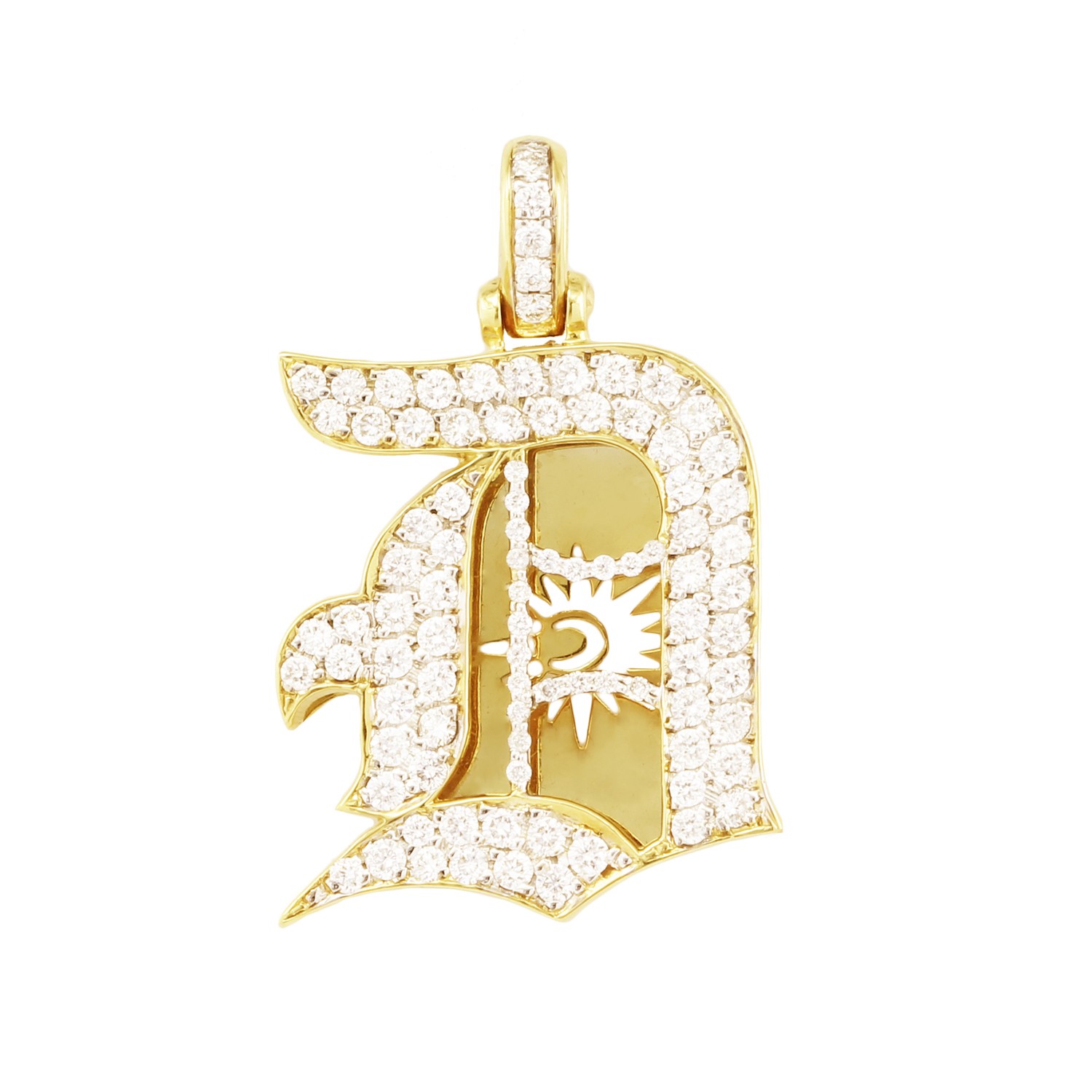 Old English D Diamond Pendant 14K Yellow Gold