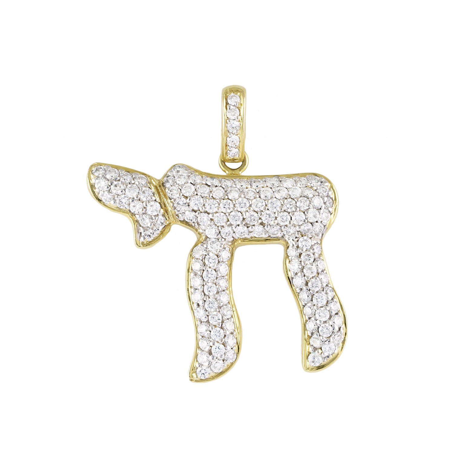 Diamond Chai Pendant 14K Yellow Gold