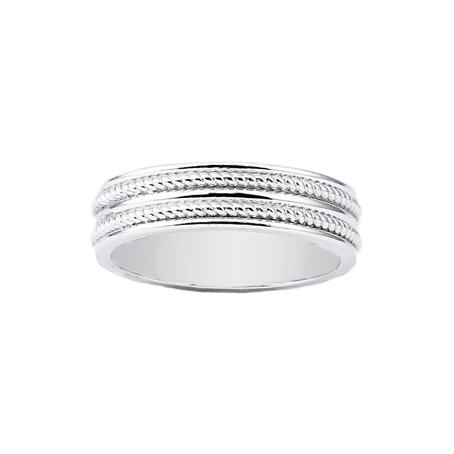 Milgrain Inlay Band in 14K White Gold