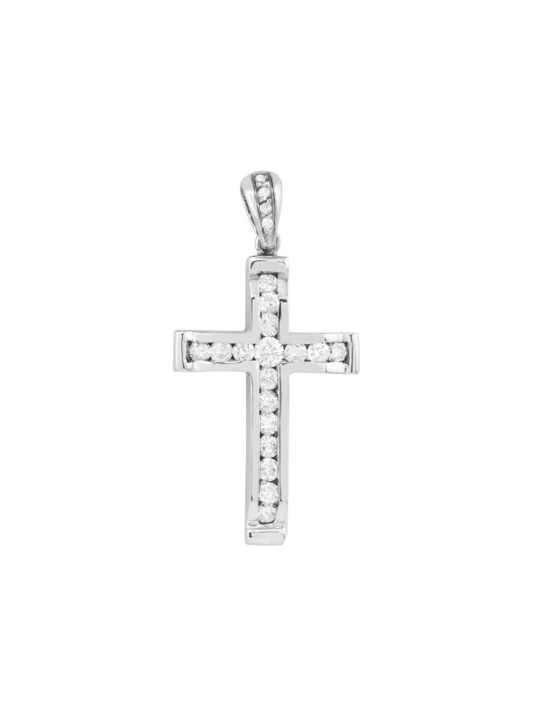 Channel Set Diamond Cross Pendant 14K White Gold Pendants Jewelry